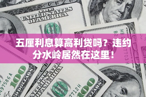 济南五厘利息算高利贷吗？违约分水岭居然在这里！